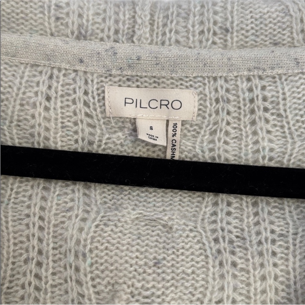 :Price Firm: Anthropologie Crop Cable Cashmere Cardigan Hoodie in Light Gray - Picture 7 of 9